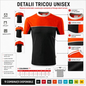 Tricou Unisex Damă și Bărbat Rimeck 109 Colormix, Bicolor, 100% Bumbac, 200 g/m², S–4XL - Img 10
