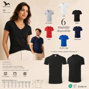 Tricou Unisex Malfini 111 Heavy V-Neck din 100% Bumbac, 200 g/m², Mărimi S–4XL - Img 8