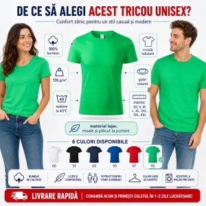 Tricou Unisex Parade din 100% Bumbac, 135 g/m², Guler Rotund, Mărimi XS–4XL - Img 2