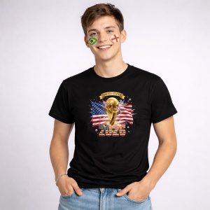 Tricou United States World Cup 2026 Fifa V2, din bumbac 100%, tricou negru, Copii | Dama | Barbat