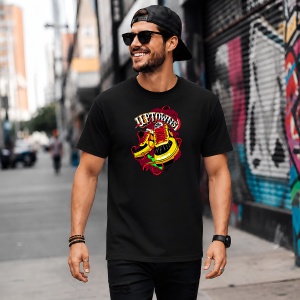 Tricou Uptowns Ghete Galbene Rosii Urban Culture Street Art, din bumbac 100%, tricou negru, Copii | Dama | Barbat - Img 5