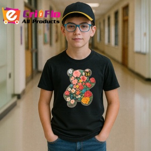 Tricou Urs compus din flori, Copii | Dama | Barbat , tricou negru - Img 6