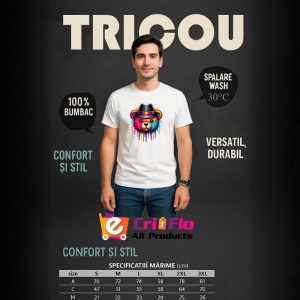 Tricou Urs panda cu palarie fedora si vopsea colorata Copii | Dama | Barbat - Img 7