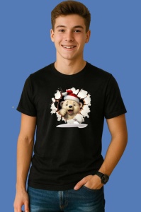 Tricou Ursulet Cu Caciula Rosie Craciun, din bumbac 100% Copii | Dama | Barbat