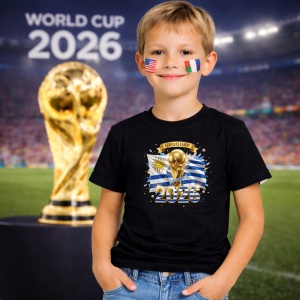 Tricou Uruguay World Cup 2026 Fifa V2, din bumbac 100%, tricou negru, Copii | Dama | Barbat - Img 5