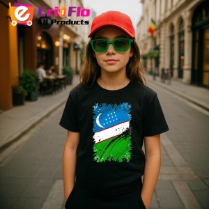 Tricou Uzbekistan Steag Splash Art, Copii | Dama | Barbat, culoare negru - Img 7