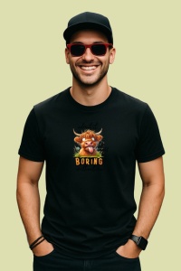 Tricou Vaca Boring Amuzanta Ochelari Soare, din bumbac 100%, tricou negru Copii | Dama | Barbat - Img 3