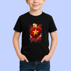 Tricou Vietnam Steag Splash Art, Copii | Dama | Barbat, culoare negru - Img 3