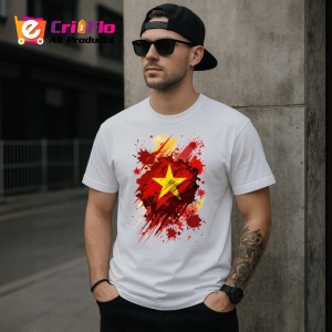 Tricou Vietnam Steag Splash Art, Copii | Dama | Barbat - Img 5