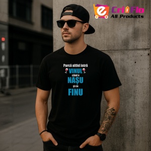 Tricou Vin Nasu Finu Mesaj Albastru, din bumbac 100%, tricou negru, Dama | Barbat - Img 3
