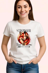 Tricou Vulpe si femeie cu par rosu mesaj inspirational stronger than the storm Copii | Dama | Barbat Barbat - Img 3