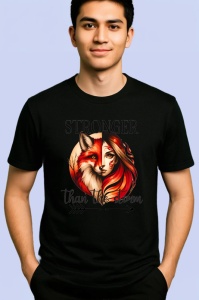 Tricou Vulpe si femeie cu par rosu mesaj inspirational stronger than the storm Copii | Dama | Barbat Barbat - Img 5