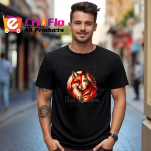 Tricou Vulpe si femeie cu par rosu mesaj inspirational stronger than the storm Copii | Dama | Barbat Barbat - Img 18