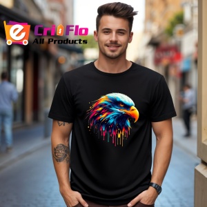 Tricou Vultur in stil pop art cu fundal albastru Copii | Dama | Barbat, culoare negru - Img 5