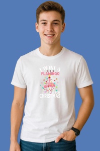 Tricou Want A Flamingo For Christmas, din bumbac 100% Copii | Dama | Barbat - Img 2