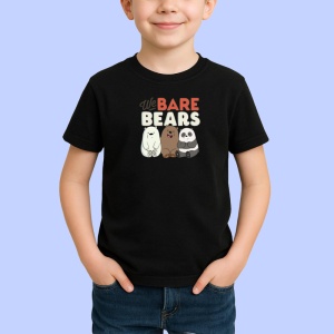 Tricou We Bare Bears cei trei ursi simpatici intr o lume moderna si amuzanta, Copii | Dama | Barbat , tricou negru - Img 2