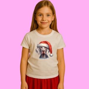 Tricou Weimaraner Craciun Portret, din bumbac 100%, tricou alb, Copii | Dama | Barbat - Img 2