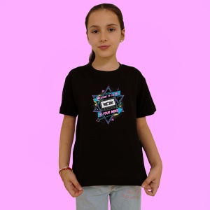 Tricou Welcome To The 90s Caseta Neon, Copii | Dama | Barbat, culoare negru - Img 3