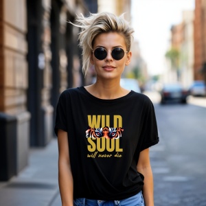 Tricou Wild Soul will never die Negru, Copii | Dama | Barbat - Img 13