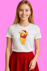 Tricou Winnie Fericit Cu Caciula Rosie, din bumbac 100% Copii | Dama | Barbat