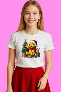 Tricou Winnie La Brad Cu Cadouri, din bumbac 100%, tricou alb, Copii | Dama | Barbat - Img 3