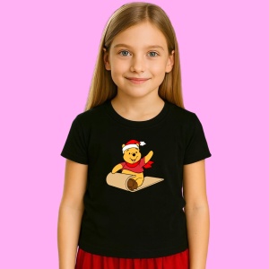 Tricou Winnie Pe Sanie Cu Fular Rosu, din bumbac 100% Copii | Dama | Barbat - Img 2