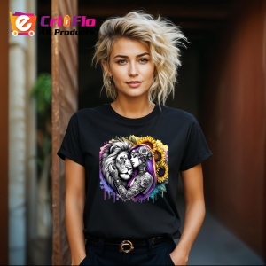 Tricou Woman and lion ink passion, femeie si leu pasiune tatuata, Copii | Dama | Barbat , tricou negru - Img 9