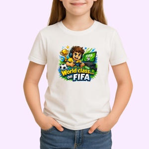 Tricou World Class On Fifa Gamer Trofeu V1, din bumbac 100% , tricou alb pentru Copii | Dama | Barbat - Img 2