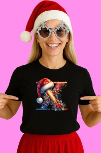 Tricou X Litere Alfabet Craciun Impodobite Cu Decoratiuni, din bumbac 100% Copii | Dama | Barbat - Img 2