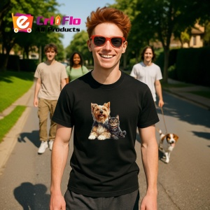Tricou Yorkshire Terrier si pisica neagra expresie a dragostei Copii | Dama | Barbat Barbat - Img 16