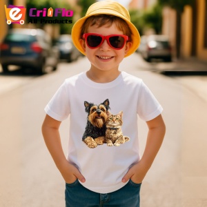 Tricou Yorkshire Terrier si pisica roscata prieteni inseparabili Copii | Dama | Barbat Barbat - Img 13