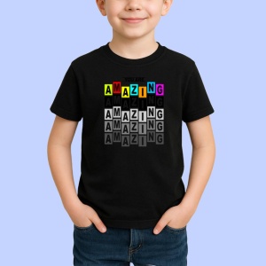 Tricou You Are Amazing Text Repetat Gri Colorat, din bumbac 100%, tricou negru Copii | Dama | Barbat - Img 2