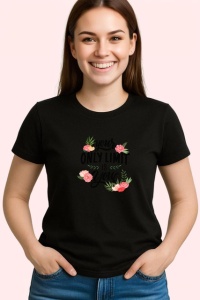 Tricou Your Only Limit Is You Design Floral Roz V1, din bumbac 100%, tricou negru Copii | Dama | Barbat