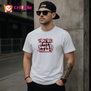 Tricou Youre My Sweet Heart Text Roz Inimi V1, din bumbac 100% , tricou alb pentru Copii | Dama | Barbat - Img 9