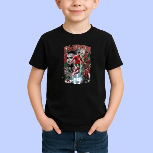 Tricou Youssef En Nesyri Maroc Atacant Fotbal, din bumbac 100%, tricou negru Copii | Dama | Barbat - Img 2