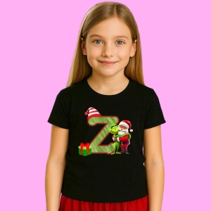 Tricou Z Litere Craciun Cu Mos Si Grinch, din bumbac 100% Copii | Dama | Barbat - Img 3