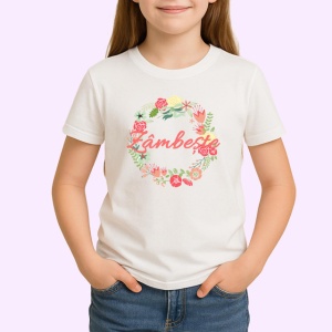 Tricou Zambeste Coronita Flori Delicate, din bumbac 100% , tricou alb pentru Copii | Dama | Barbat