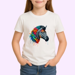 Tricou Zebra cu coama curcubeu arta vibranta savana Copii | Dama | Barbat - Img 3