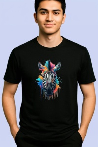 Tricou Zebra cu pete de culoare si fundal alb Copii | Dama | Barbat, culoare negru - Img 2