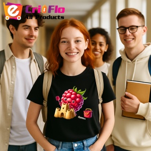 Tricou Zmeura amuzanta de vara cool, Fructe, Copii | Dama, culoare negru - Img 10