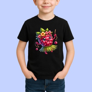 Tricou Zmeura amuzanta de vara dansatoare, Fructe, Copii | Dama, culoare negru