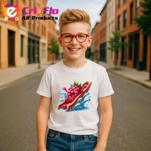 Tricou Zmeura amuzanta de vara in topogan, Fructe, Copii | Dama - Img 5