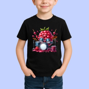 Tricou Zmeura amuzanta de vara tobosar, Fructe, Copii | Dama, culoare negru