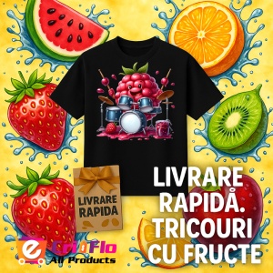 Tricou Zmeura amuzanta de vara tobosar, Fructe, Copii | Dama, culoare negru - Img 12