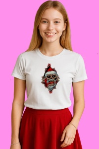 Tricou Zombie Santa Head, din bumbac 100% Copii | Dama | Barbat - Img 2