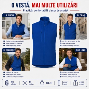 Vestă Bărbați tip Jachetă fără Mâneci, Softshell cu Fermoar – Trail 568 - Img 8