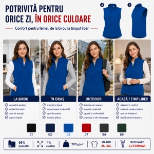 Vestă Damă tip Jachetă fără Mâneci, Softshell Elastică și Călduroasă – Trail 569 - Img 8