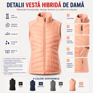 Vestă Damă tip Jachetă Hibridă Matlasată și Softshell – Cross 558 - Img 2