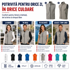 Vestă Polar Fleece tip Jachetă Călduroasă Unisex cu Buzunar în Față – Malfini Exit 525 - Img 8