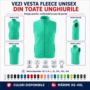Vestă Polar Fleece Unisex Damă Bărbat Călduroasă cu Fermoar Malfini Next 518 - Img 5